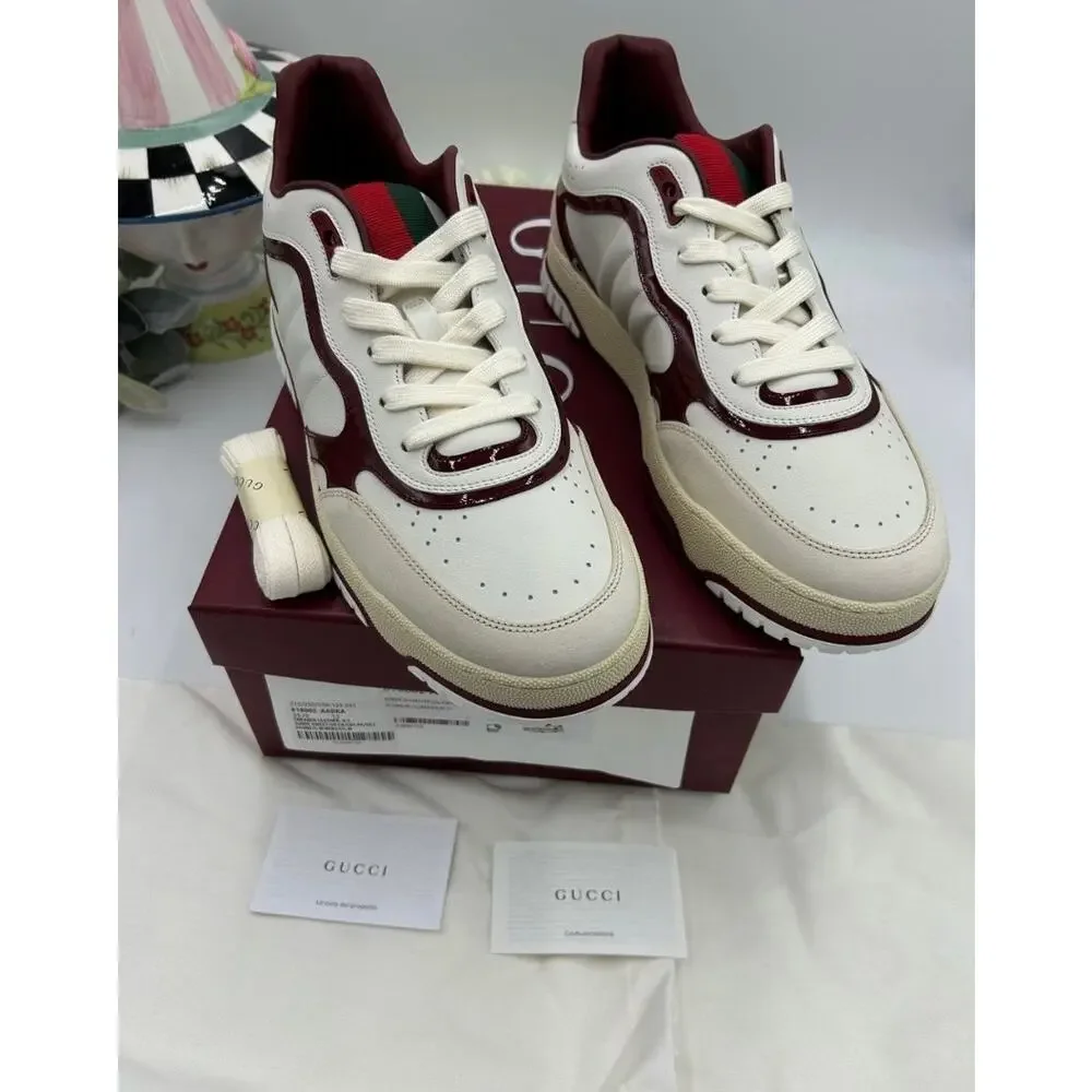 Men's Gucci re web leather sneakers size 12 fits 12.5 US made in Italy